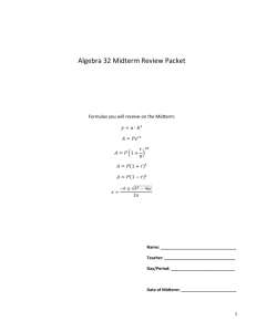 Algebra 32 Midterm Review Packet