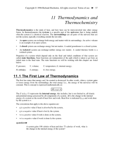 11 Thermodynamics and Thermochemistry