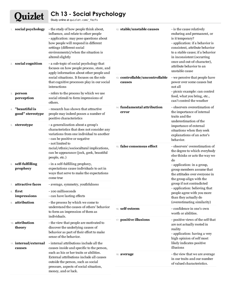 print ch 13 social psychology quizlet letterland flashcards