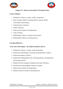 1 Chapter IV: Theories and models of Nursing Practice Lecture