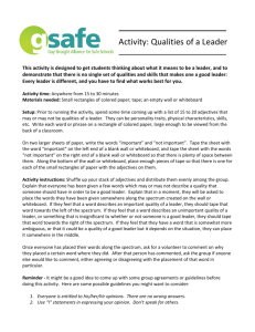 Activity: Qualities of a Leader