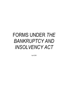 Forms under the Bankruptcy and Insolvency Act April 2006