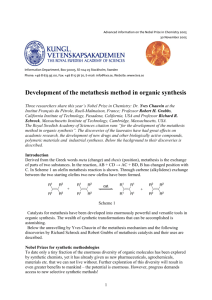 Development of the metathesis method in organic