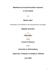 Metathesis and hydroformylation reactions in ionic