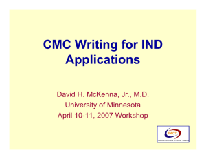 CMC Writing for IND Applications