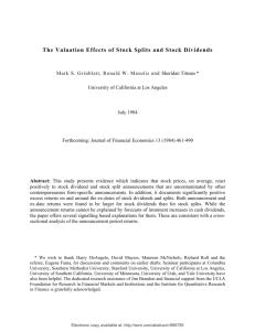 The Valuation Effects of Stock Splits and Stock Dividends