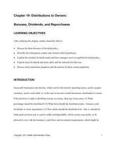 Chapter 19: Distributions to Owners: Bonuses, Dividends, and