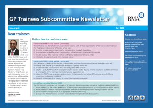 GP Trainees Subcommittee Newsletter - July 2013