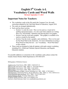 English 5 Grade A-L Vocabulary Cards and Word Walls