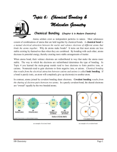 Topic 6: Chemical Bonding & Molecular Geometry