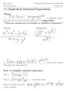7.1 Equivalent Rational Expressions