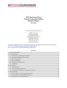 MIT OpenCourseWare Program Evaluation Findings Summary Report