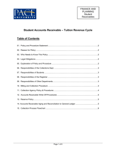 Student Accounts Receivable – Tuition Revenue Cycle Table of