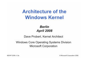 Architecture of the Windows Kernel By Dave Probert