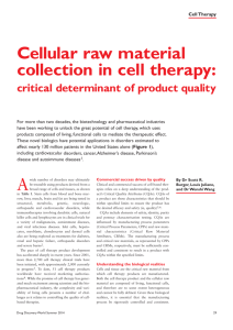 Cellular raw material collection in cell therapy: