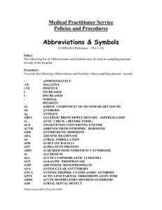 Medical Practitioner Service : Abbreviations and Symbols