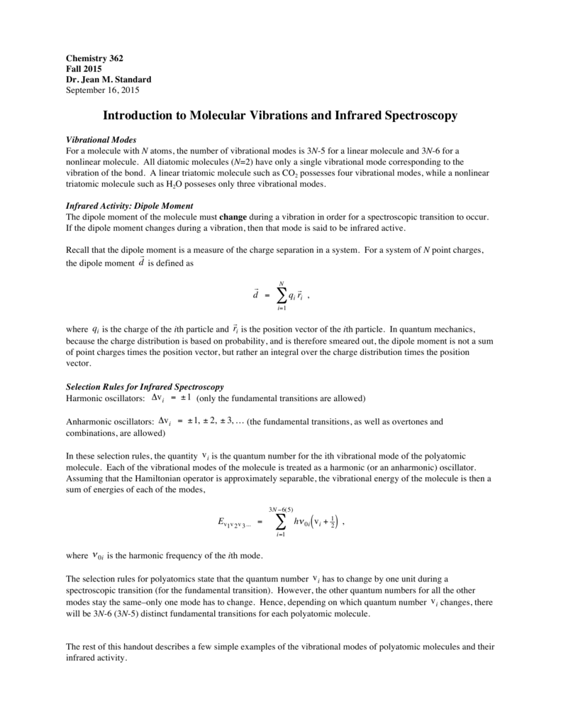 Intro To Molecular Vibrations And Ir Spectroscopy