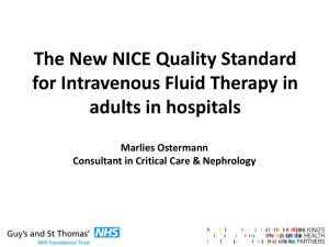 The New NICE Quality Standard for Intravenous Fluid Therapy in