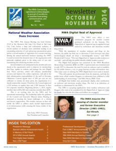 October/November Newsletter. - NWA's Member Portal