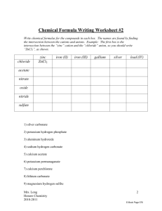 Chemical Formula Writing Worksheet #2