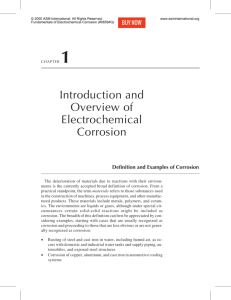 Introduction and Overview of Electrochemical Corrosion