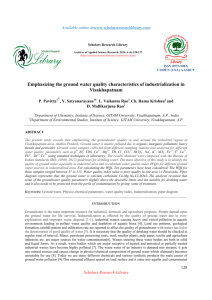 Emphasizing the ground water quality characteristics of