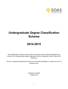 Undergraduate Degree Classification Scheme 2014-2015