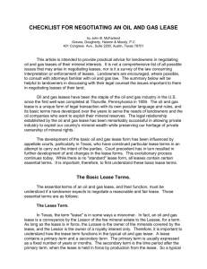 Article: Checklist for Negotiating an Oil and Gas Lease