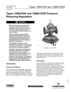 Types 1098-EgR and 1098H-EgR Pressure Reducing Regulators