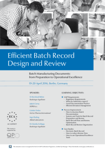 Efficient Batch Record Design and Review