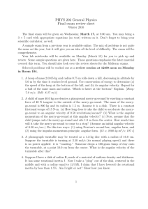PHYS 202 General Physics Final exam review sheet