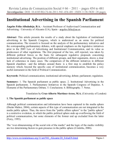 Institutional Advertising in the Spanish Parliament