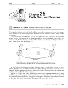 Chapter 25 Earth, Sun, and Seasons