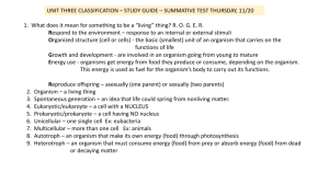 Classification Unit Three Study Guide