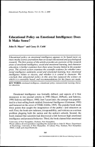 Educational Policy on Emotional Intelligence: Does It Make Sense?