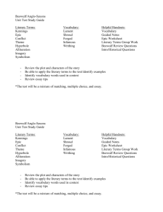 Beowulf/Anglo-Saxons Unit Test Study Guide Literary Terms