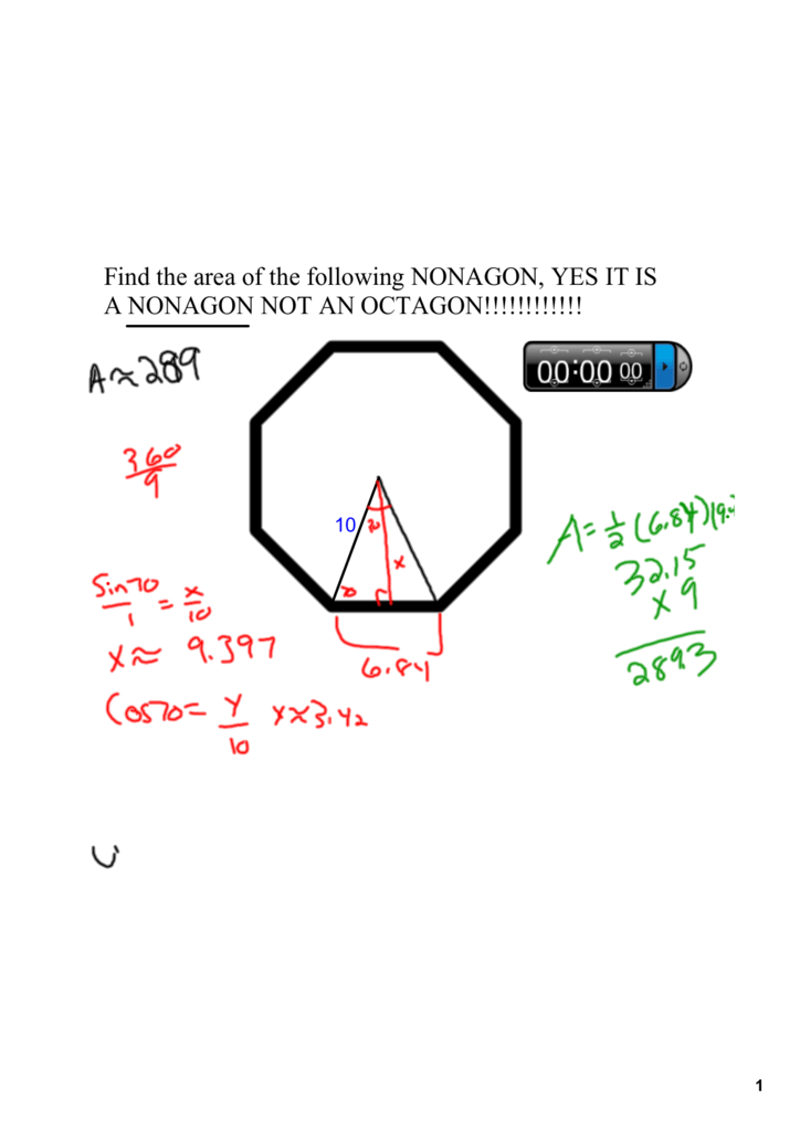 Find The Area Of The Following Nonagon Yes It Is A