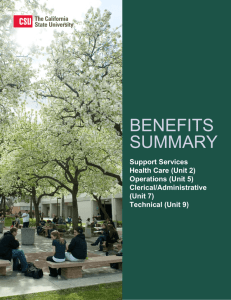 Benefits Summary - Support Services, Health Care (unit 2