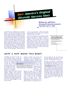 Jazz: America's Original Diversity Success Story