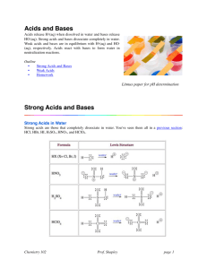 Acids and Bases Strong Acids and Bases