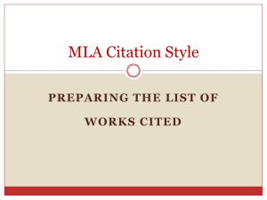 MLA Citation Workshop Answers
