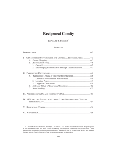 Reciprocal Comity - The Texas International Law Journal