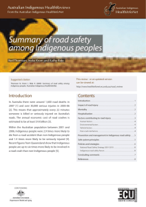 Summary of road safety among Indigenous peoples