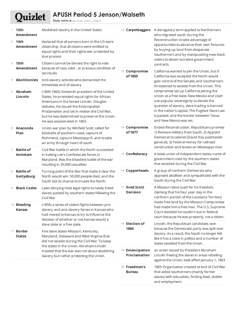 Print Apush Period 5 Jenson Walseth Quizlet