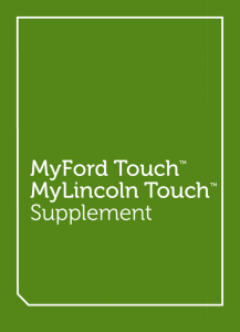 MyFord Touch™ MyLincoln Touch™ Supplement