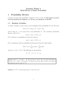 Lecture Notes 1 1 Probability Review