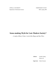 Sense-making Myth for Late Modern Society? – A study of Harry