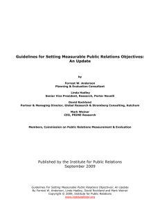 Guidelines for Setting Measurable Public Relations Objectives: An