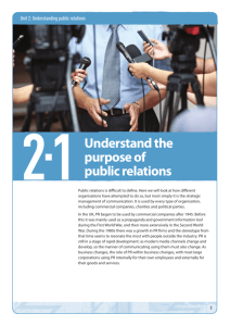 Topic guide 2.1: Understand the purpose of public relations