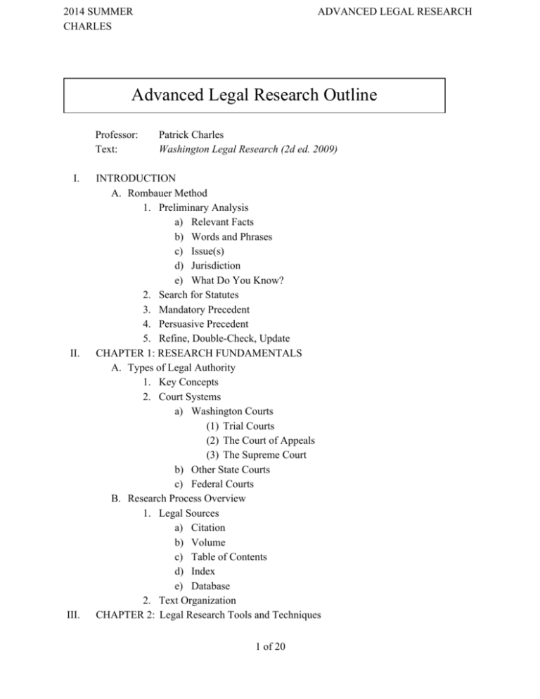 legal research and writing course outline